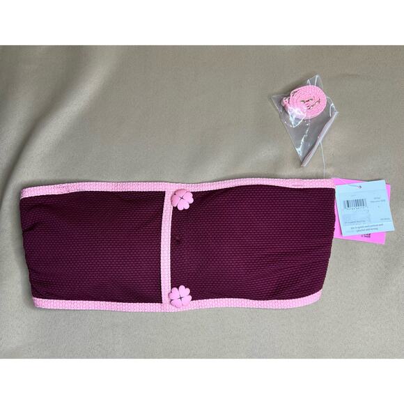 Kate Spade Pique Texture Contrast Bandeau Bikini Top S NWT - Picture 3 of 6